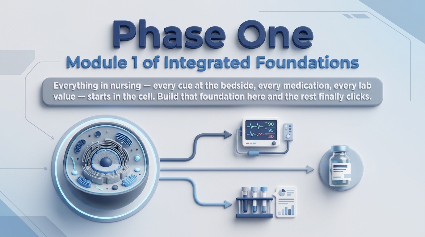 Phase One — Module 1 of Integrated Foundations: everything in nursing starts in the cell; build that foundation here