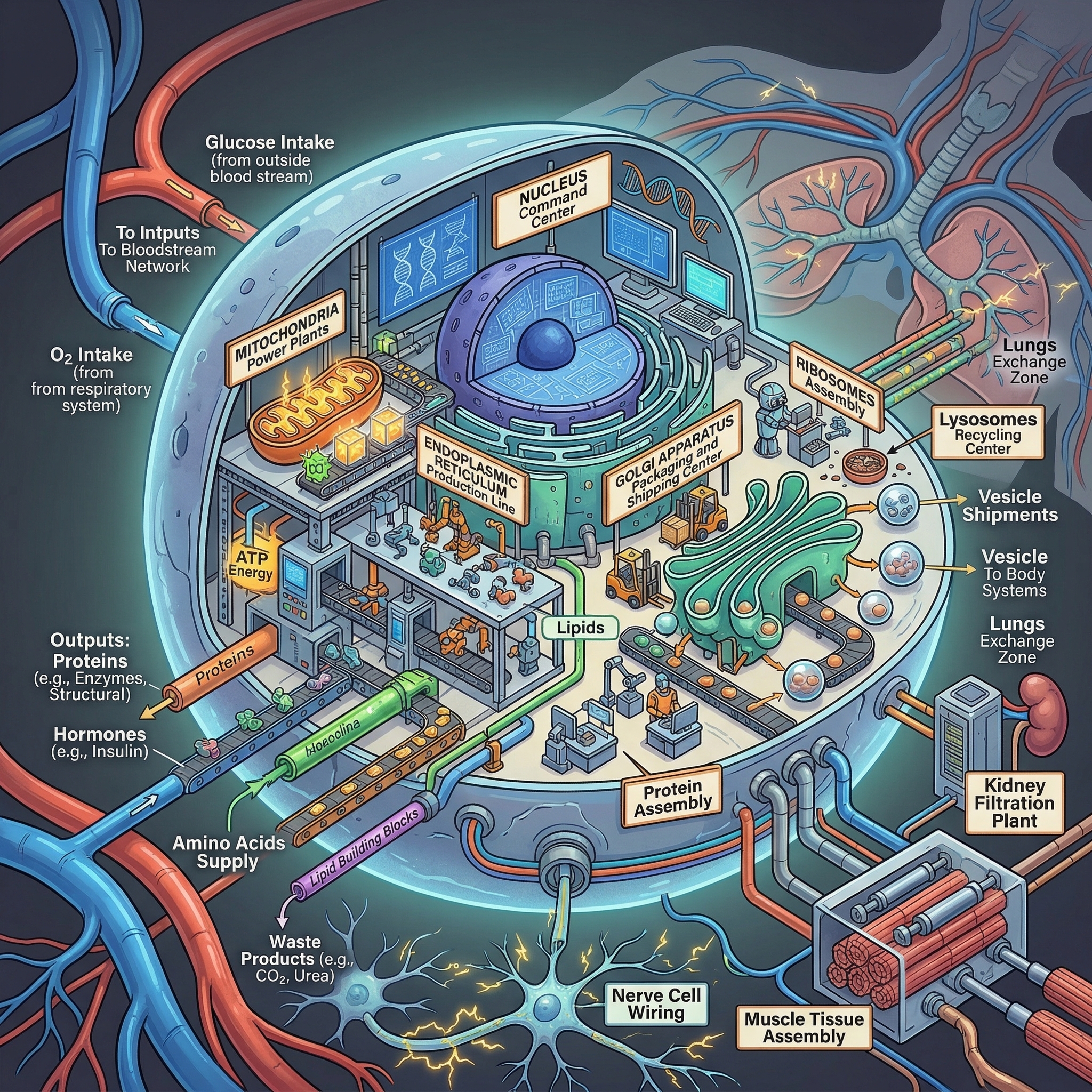 Cell as factory teaching visual