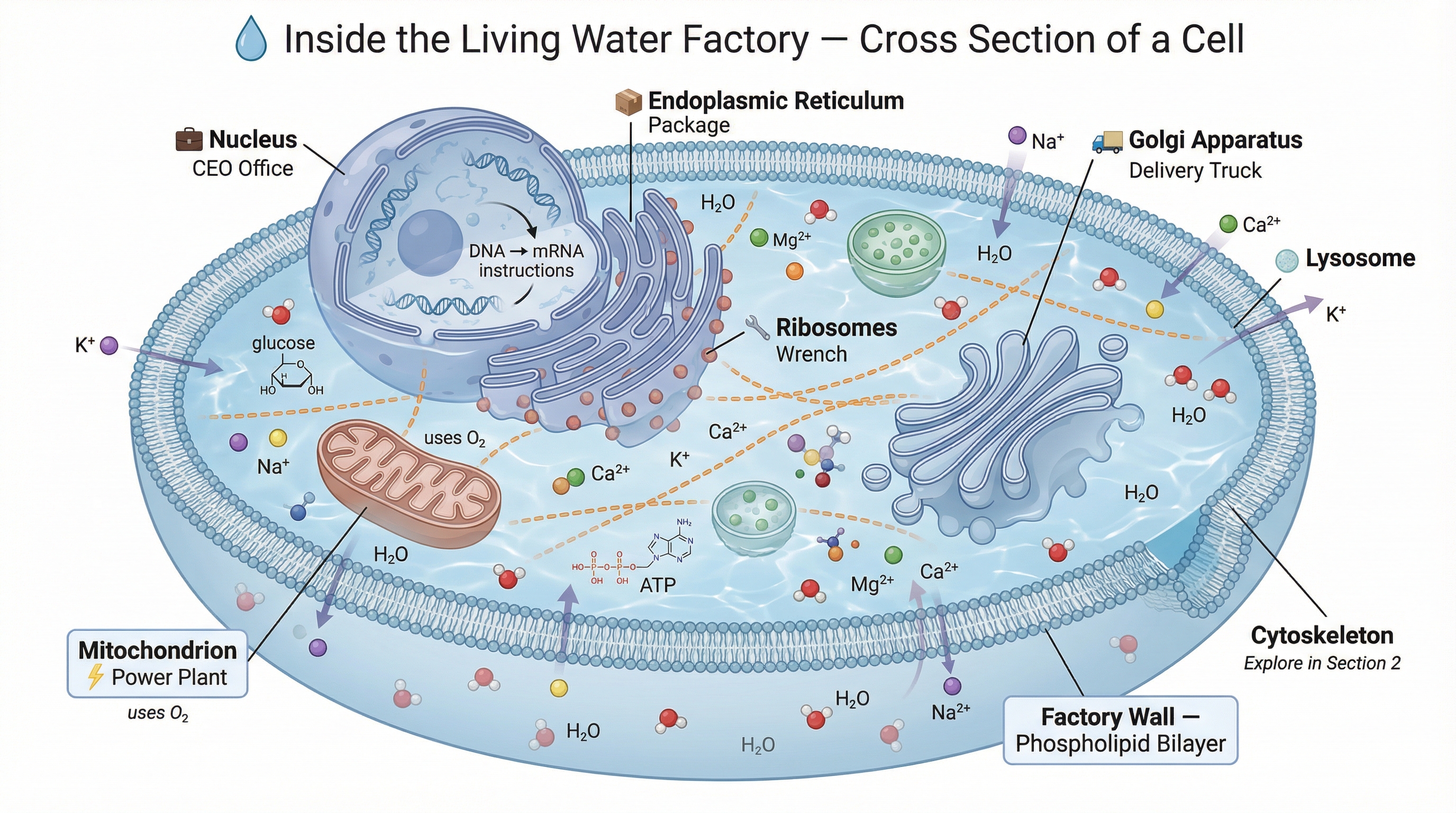 Inside the Living Water Factory - Cross Section of a Cell
