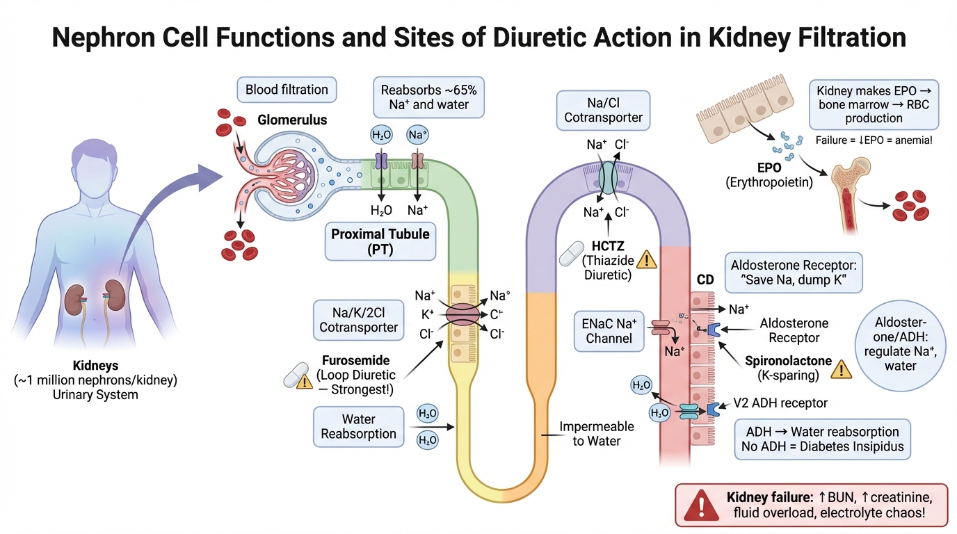LPN Review - Nephron Cell Medications | Kidney Pharmacology preview